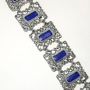 BLUE MOROCCO HAMSA CHARM BRACELET - FAUX LAPIS SOUVENIR DU MAROC